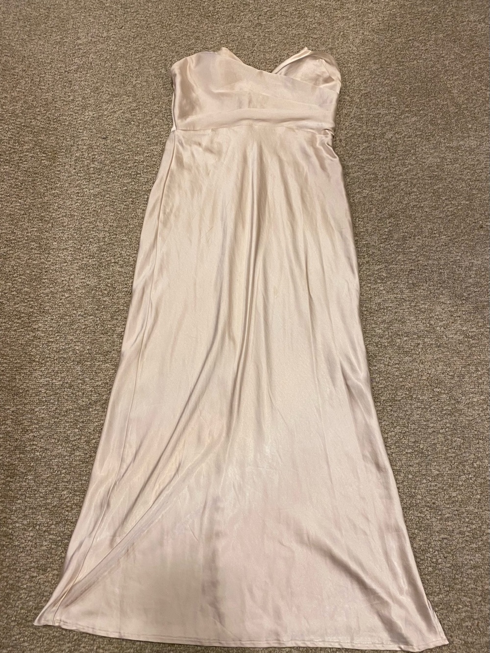Saints & Secrets Strapless Cream Satin Maxi Dress
